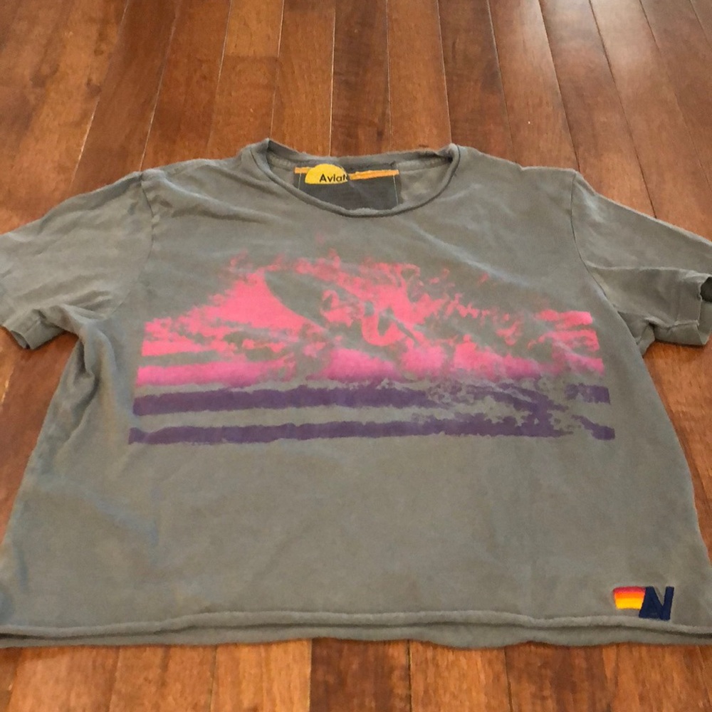 Aviator Nation cropped boyfriend t shirt size Small